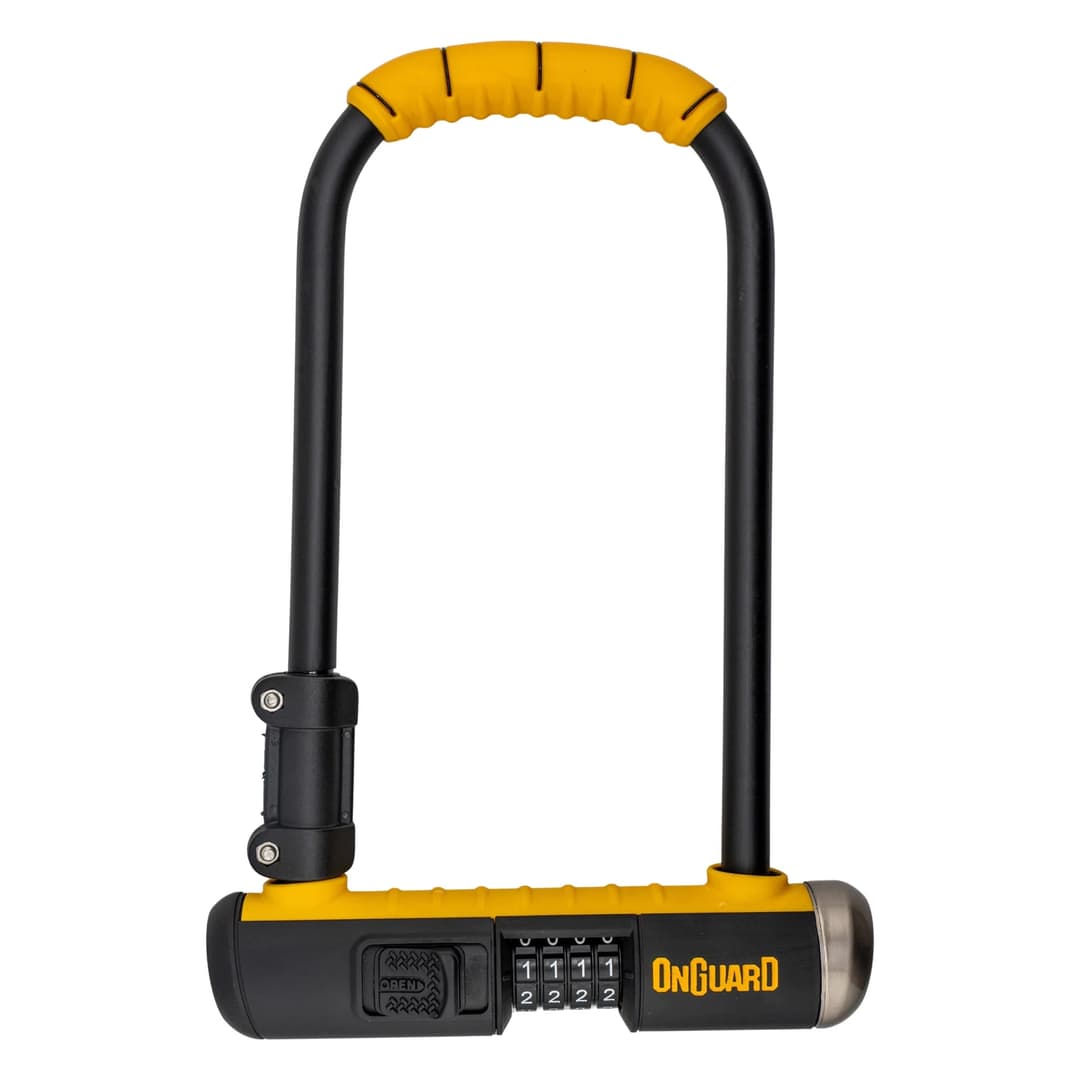 OnGuard Bulldog Combo STD 8010C combination U-lock with yellow grips and four-digit dials