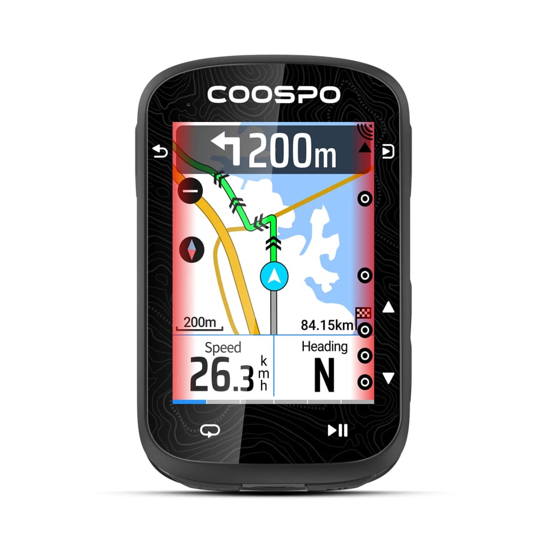 Coospo CS600 GPS bike computer, front view on white background