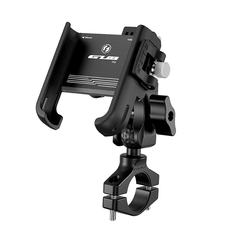 GUB P55 aluminium anti-shock phone mount with handlebar clamp, on white background