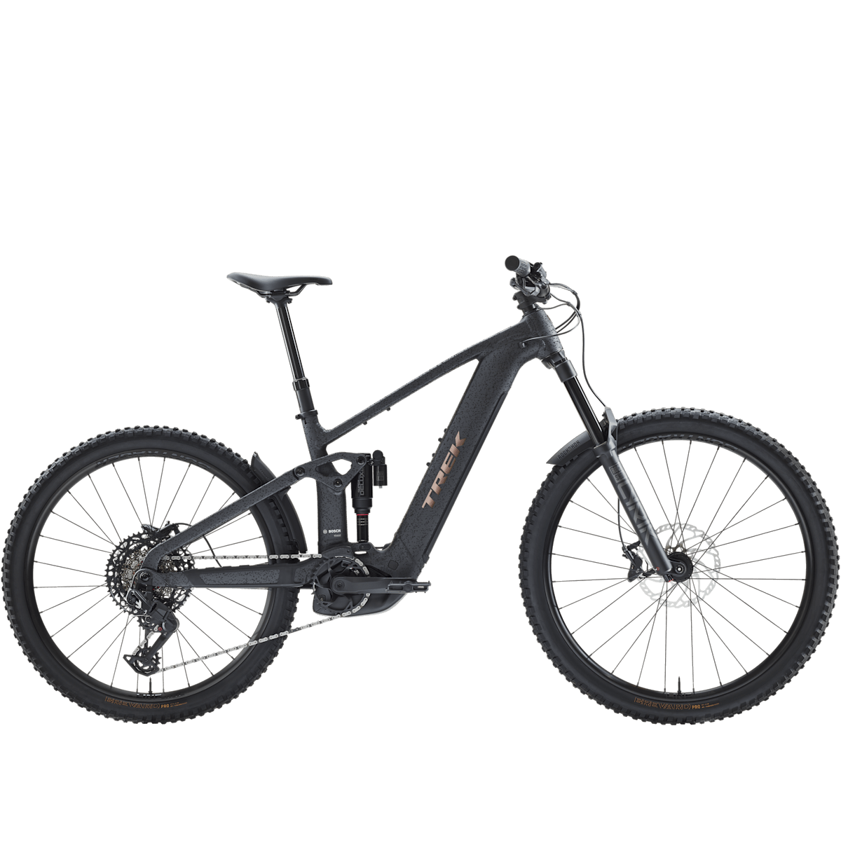 trek Rail+ 8 Gen 5 electric bike, side profile on white background