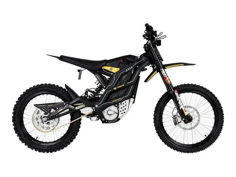 79Bike Falcon GT electric dirt bike, side profile on white background