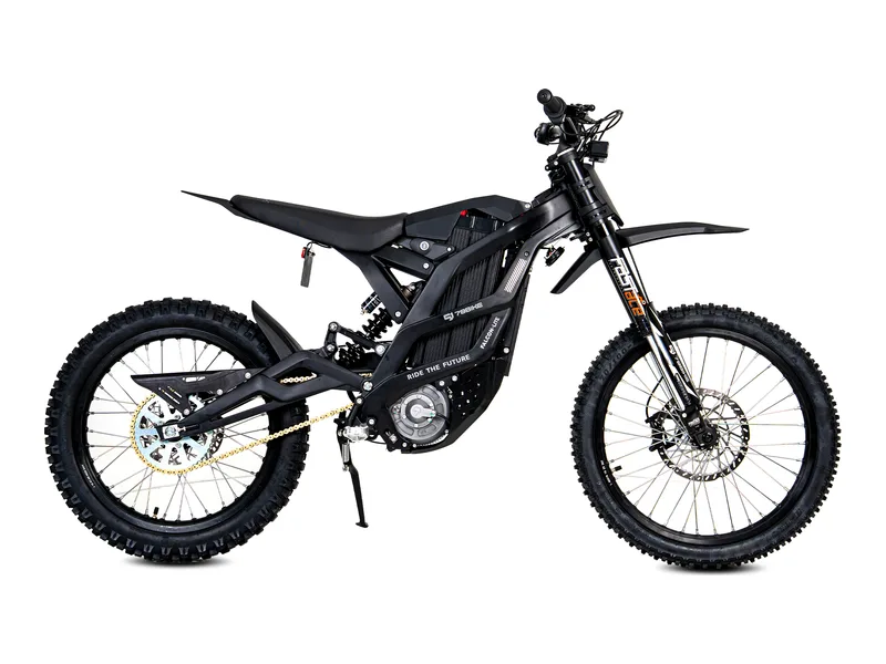 79Bike Falcon Lite electric dirt bike, side profile on white background