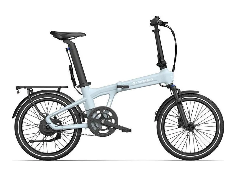 ADO Air 20 Ultra folding e-bike in blue, side profile on white background