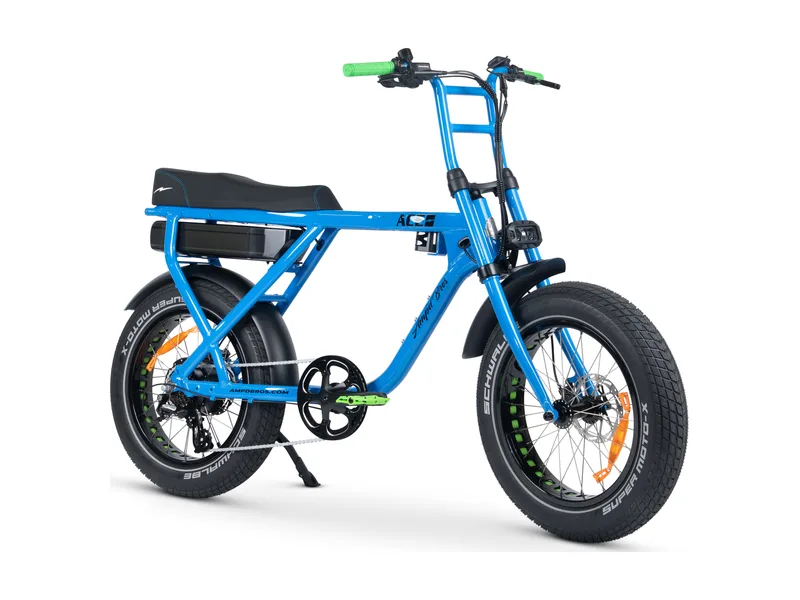 AMPD Bros ACE-X Street fat tyre e-bike, three quarter studio view on white background
