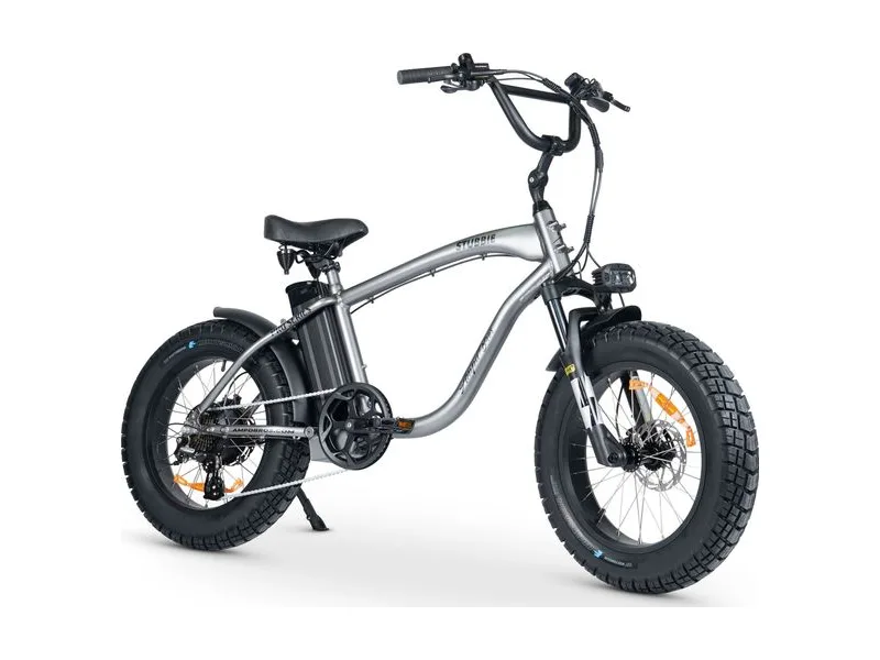 AMPD Bros Stubbie PRO fat tyre e-bike, three quarter studio view on white background