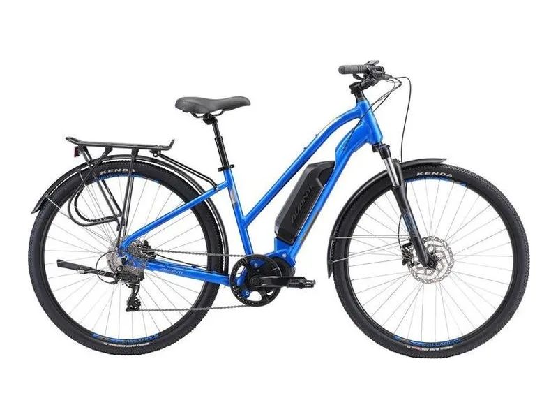 Avanti Discovery-E Low step-through commuter e-bike in blue, side profile on white background