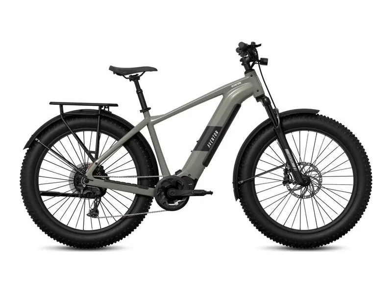 Aventon Aventure M mid-drive fat tyre e-bike in Basalt, side view on white background