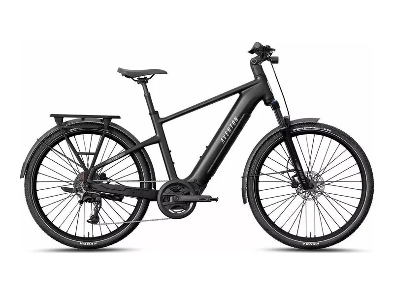 Aventon Level 4 ADV mid-drive commuter e-bike in matte black, side profile on white background