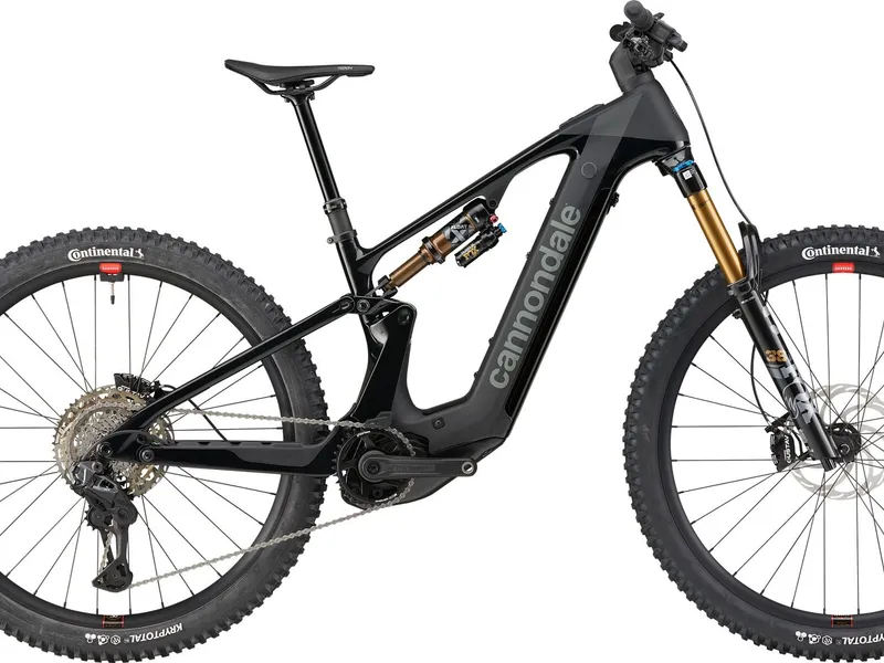 Cannondale Moterra 1 carbon trail e-MTB, side profile on white background