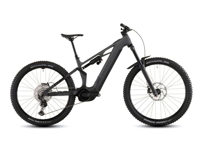 cube Stereo Hybrid ONE77 HPC Race 800 electric bike, side profile on white background