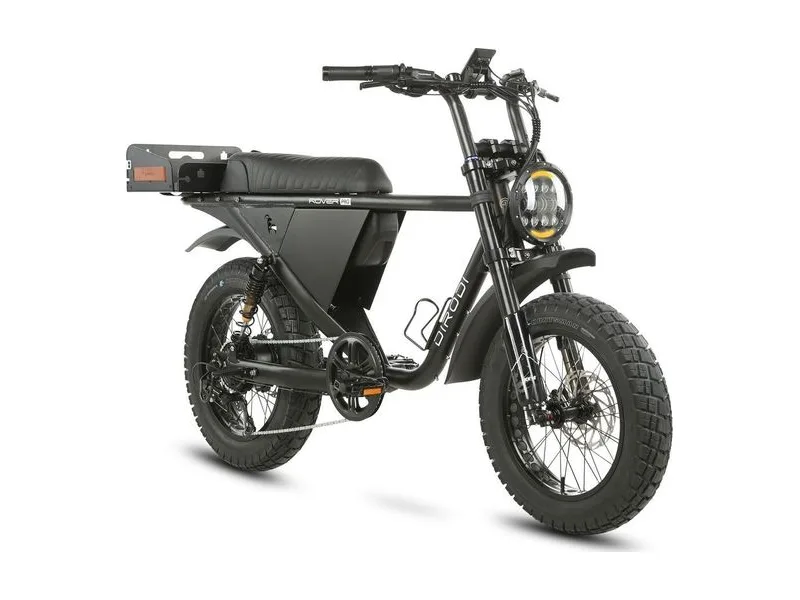 DiroDi Rover Pro dual suspension fat tyre e-bike, three quarter view on white background