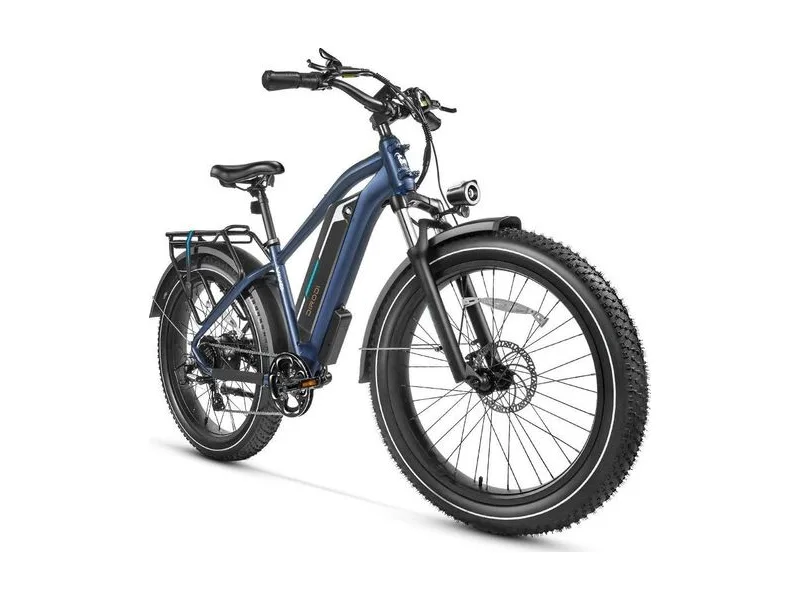 DiroDi Vivo Gen 2 fat tyre e-bike in blue, three quarter view on white background