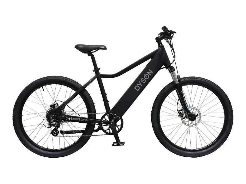 Dyson Bikes Hard Tail Evo 8-speed hardtail e-bike in matt black, side profile on white background