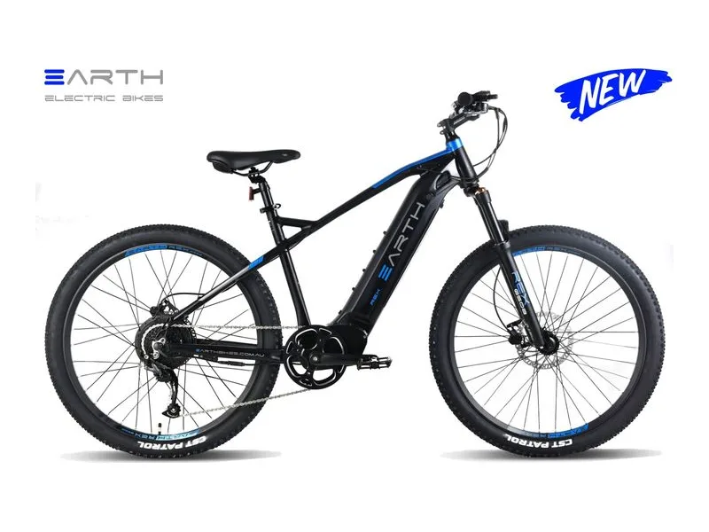 Earth REX Hard-Tail e-mountain-bike, side profile on white background