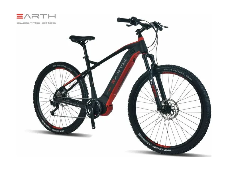 Earth T-REX 29SP hardtail e-mountain-bike, side profile on white background