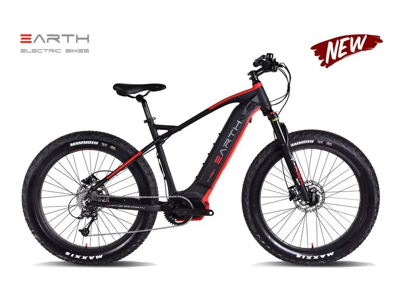 Earth T-REX RINO SP fat tyre e-bike, side profile on white background