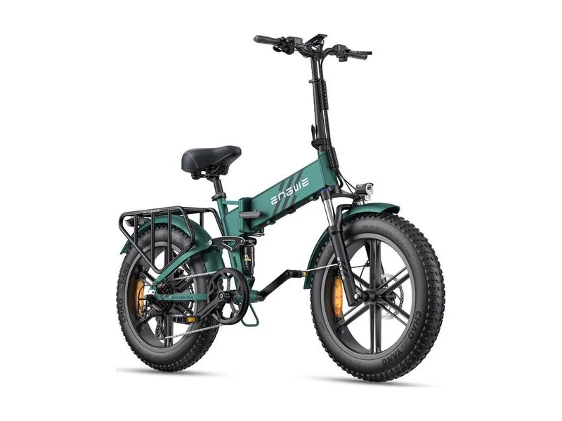 Engwe Engine Pro 2.0 folding fat tyre e-bike, front three quarter view on white background