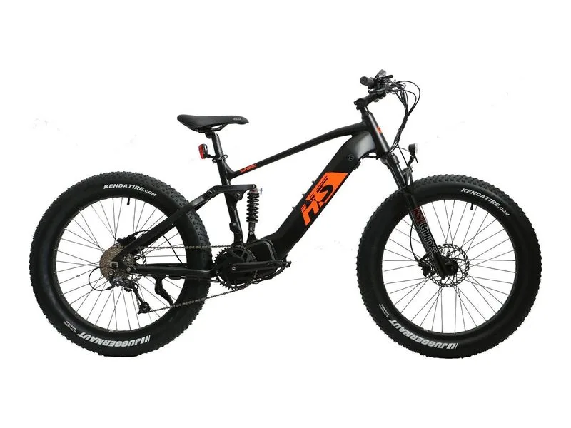 EUNORAU FAT-HS full suspension fat tyre e-bike, side view on white background