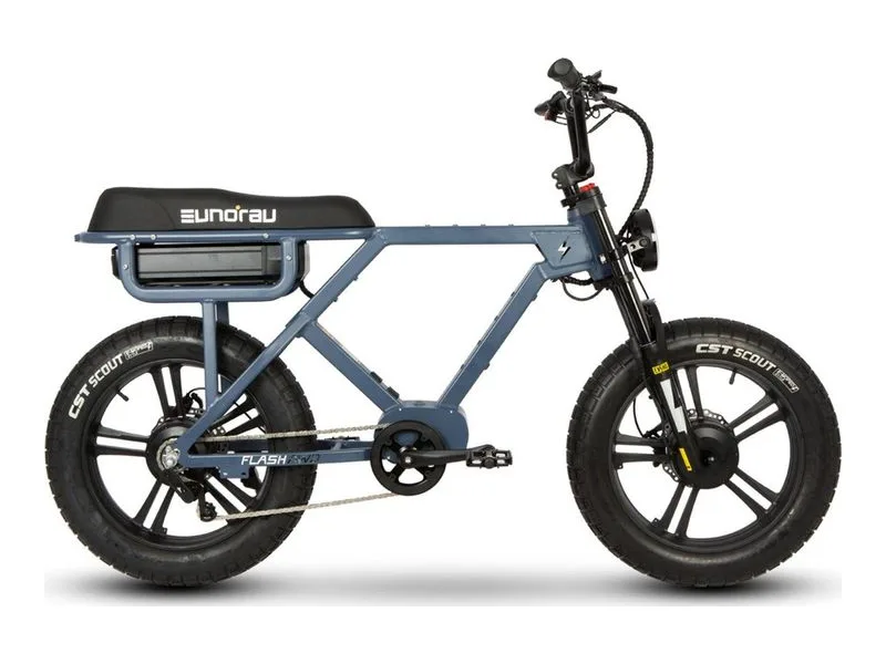 Eunorau FLASH AWD 1.0 dual motor fat tyre e-bike, side profile on white background