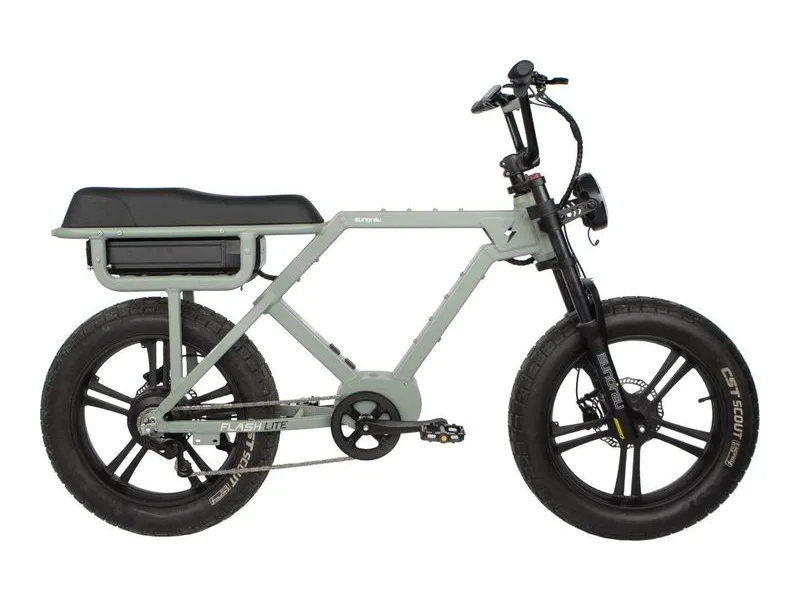 Eunorau FLASH LITE 2.0 fat-tyre cruiser e-bike, side profile on white background