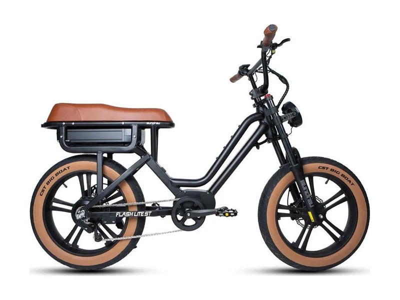 Eunorau FLASH LITE ST 1.0 step-through fat tyre e-bike, side profile on white background