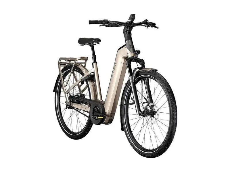 Kalkhoff Image 5 Advance Wave urban e-bike in silver, side profile on white background