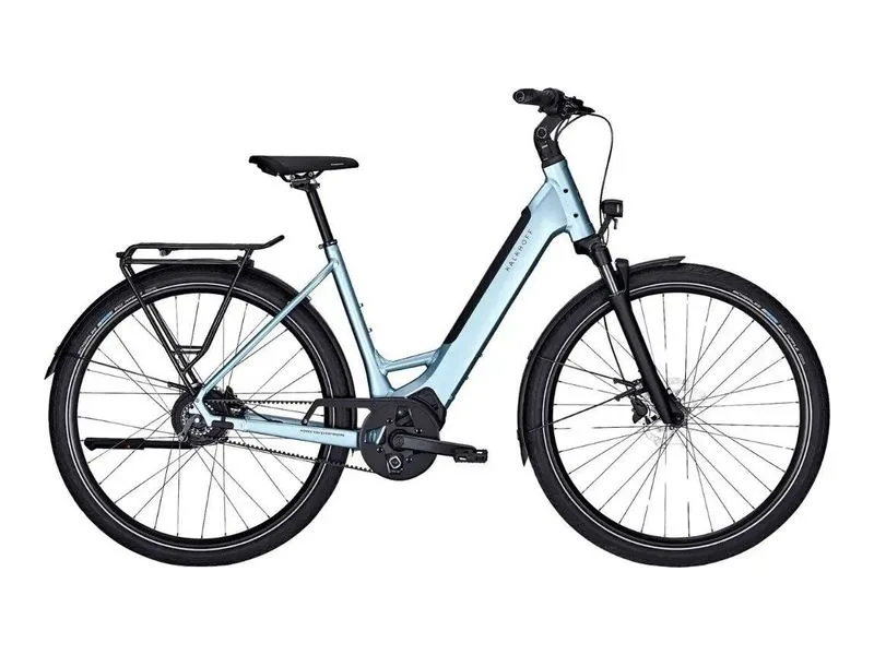 Kalkhoff Image L Excite Wave light city e-bike in polar blue, side profile on white background