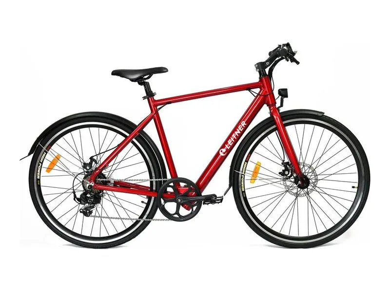 Leitner Ultimate 700C e-bike in red, side profile on white background