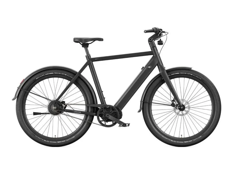 Lekker Amsterdam GTS e-bike in black, side profile on white background