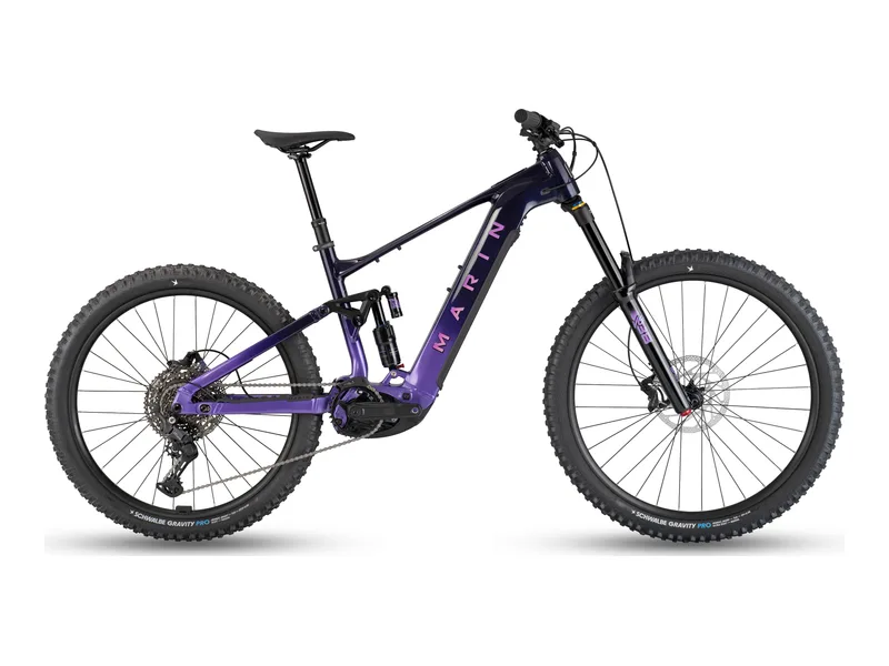 Marin Alpine Trail E1 enduro e-mountain-bike, side profile on a transparent background
