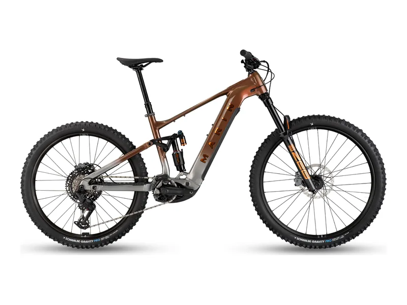 Marin Alpine Trail E2 enduro e-mountain-bike, side profile on a transparent background