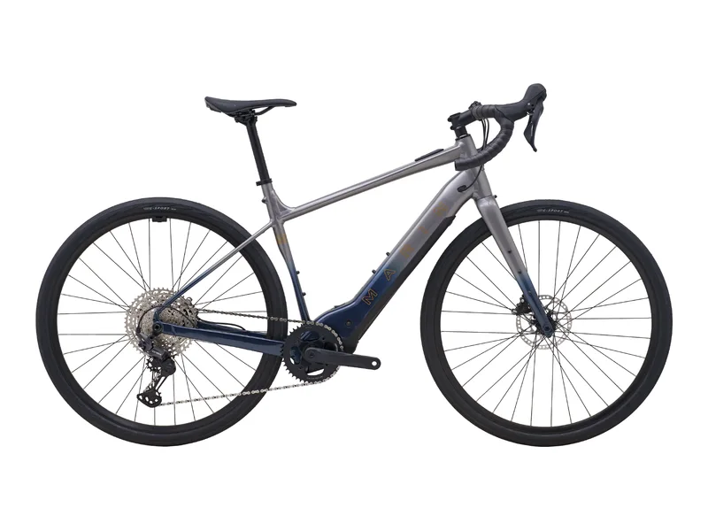 Marin Lombard E1 gravel e-bike, side profile on a transparent background