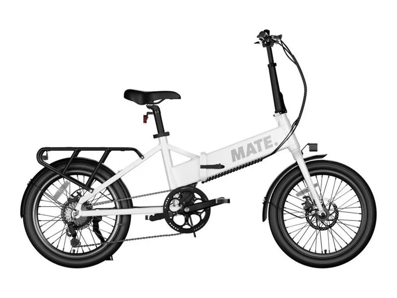 MATE GO+ folding e-bike in cloud mist, side profile on white background