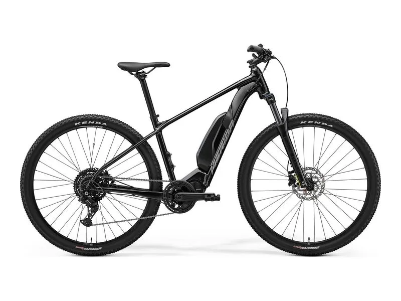 Merida eBig.Nine 300 SE electric hardtail in metallic black, side profile on white background