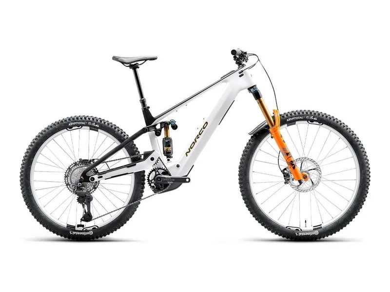 Norco Range VLT CX C1 enduro eMTB in Neve White, side profile