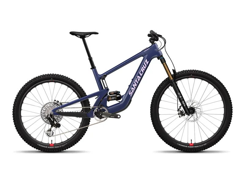 Santa Cruz Heckler SL XX AXS RSV in Matte Dark Blue, side profile studio photo