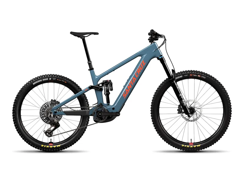 Santa Cruz Vala 90 in Gloss Slate Blue, side profile studio photo