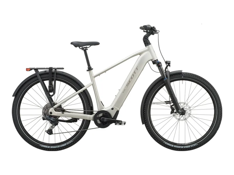 Scott Axis 10 e-bike, side profile on white background