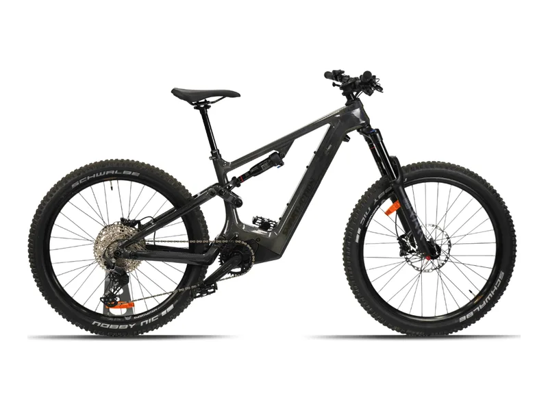 Smartmotion Xplore Pro e-MTB in grey, side profile on white background