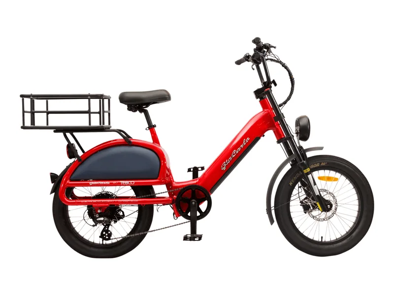 TEBCO GiaCarlo retro step-through e-bike in red, studio product photo