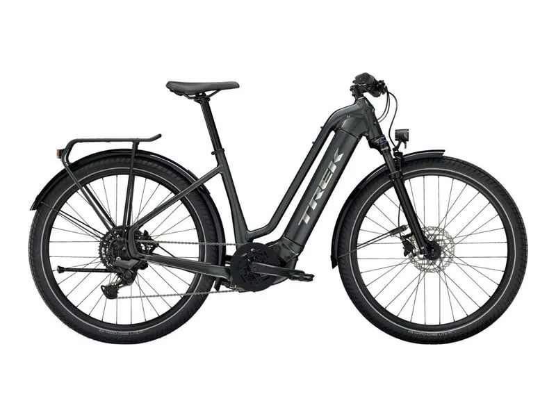 Trek Allant plus 7 Lowstep Gen 2 commuter e-bike, side profile on white background