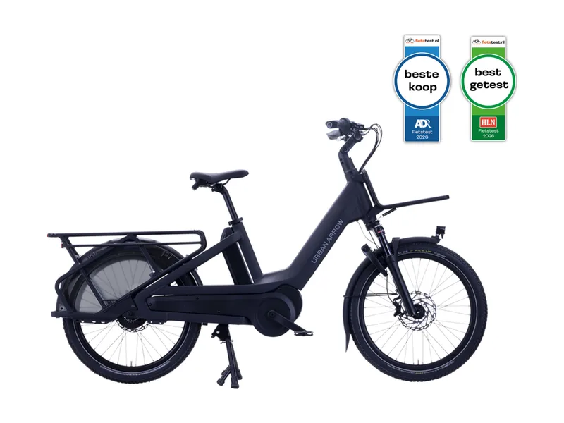 Urban Arrow Breeze longtail cargo e-bike, side profile on white background