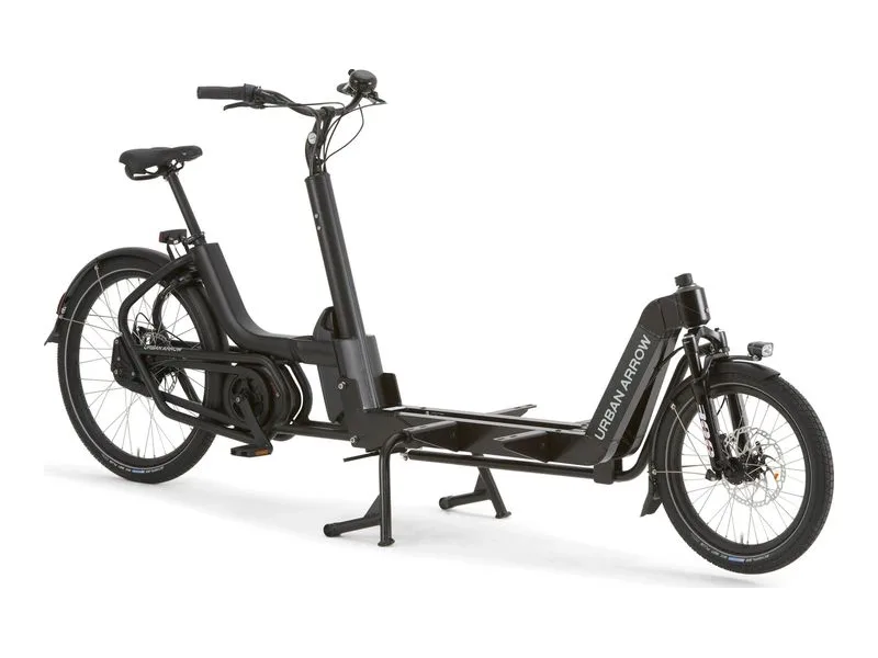 Urban Arrow Flatbed Cargo L commercial cargo e-bike in black, side profile on white background