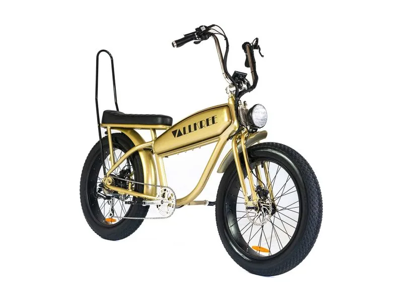 Vallkree The Warchild Dragster retro e-bike, three quarter view on white background